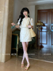 欣子野花芙夏季复古法式气质，套装显瘦设计小众白色港风套裙女