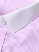 威可长袖衬衫男 73棉27亚麻 小领修身粉红 色意大利进口面料衬衣
