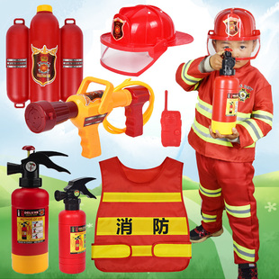 儿童消防员山姆玩具装备过家家角色扮演仿真灭火器水帽子男女孩