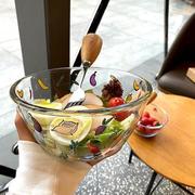 耐热高硼硅玻璃碗加厚大容量，水果沙拉碗面碗透明耐热家用可微波炉