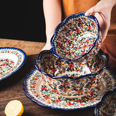 波兰陶瓷餐具家用创意双耳碗饭碗