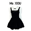 Ms XIDU miu系套装女秋冬法式气质吊带连衣裙赫本收腰显瘦背心裙