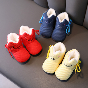 新生婴儿棉鞋秋冬不掉跟3-6个月学步软底，0-1岁初生宝宝可爱棉鞋子