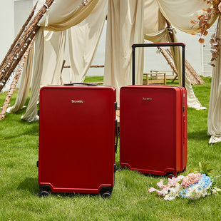布兰兔红色行李箱拉杆箱结婚陪嫁箱宽拉杆旅行箱20寸登机嫁妆