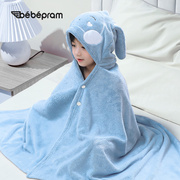 bebepram婴儿浴巾带帽新生儿童，强吸水宝宝洗澡软大毛巾，包被毛浴巾(毛浴巾)