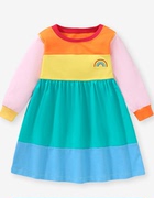 出口日本韩国大牌外贸单货撤真品捡漏小女童装彩虹条纹连衣裙