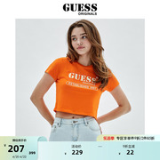 GUESS Originals女士短款小清新印花短T恤多巴胺-W2YI21K9RM1