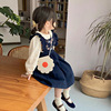 日本儿童洋气娃娃领背心裙童复古风连衣裙套装春衬衣女灯芯绒