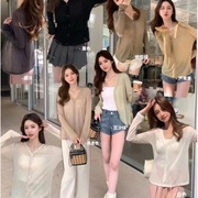 暖小艾天丝防晒小开衫女2023夏法式(夏法式)优雅气质吊带外搭天丝开衫外套