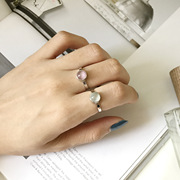 s925纯银戒指，白猫眼石简约女款女生韩版时尚纤细尾戒