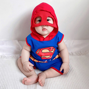 婴幼儿背心套装纯棉卡通，漫威超人美国队长男宝宝夏季衣服两件套萌