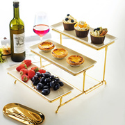 蛋糕陶瓷点心架三层折叠式甜品台自助餐展示架水果托盘派对