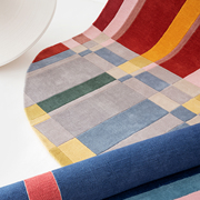 青木铺子印度进口纯手工编织羊毛，彩色地毯客厅椭圆形复古拼色无胶