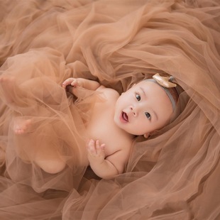新生儿拍照相满月百天宝宝影楼摄影照相月子照背景布毯多色网纱kd