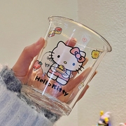 hellokitty玻璃杯可爱卡通，凯蒂猫家用高颜值耐高温水杯，kt猫饮料杯