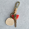 日式牛皮植鞣复古圆皮绳，jdm汽车机车皮雕达摩金属，配件钥匙扣挂件