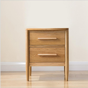 日式纯实木床头柜白橡木(白橡木)两抽柜现代简约北欧美观小收纳柜卧室家具