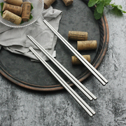 304空心方柄筷子金属，筷子不锈钢筷子，18-10筷子磨砂防滑筷子