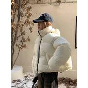 白色羽绒棉服女小个子冬季加厚保暖连帽面包服宽松短款棉衣袄外套