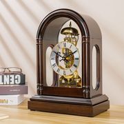 美式复古机械座钟客厅家用报时台钟欧式时钟老式桌面台式摆钟