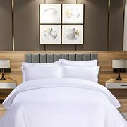 酒店宾馆五星级四件套床上用品80支纯棉纯白床单床笠被套布草定制