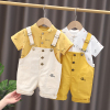 宝宝背带裤套装1一2-3岁0男童夏装洋气婴幼儿童潮女童短袖两件套4