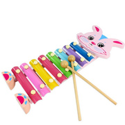 儿童益智音乐玩具 木制八音阶钢片手敲琴小兔子木琴 宝宝敲打乐器