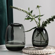 日式简约插花工艺花瓶，圆润厚重玻璃花瓶装饰水培工艺品装饰摆件