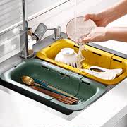 伸缩沥水架水槽置物架水池沥水架厨房水果蔬菜架篮洗碗抹布收纳架