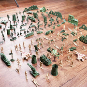 儿童军事基地沙盘兵人套装模型，玩具二战小兵人士兵军队战争模型