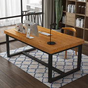 实木电脑桌子简约现代铁艺，办公桌台式家用书桌，会议桌卧室写字桌台
