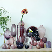 海曼尼简约透明玻璃花瓶，手工水培家居客厅，插花摆件装饰艺品0926