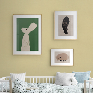三小姐 北欧小动物卡通艺术装饰画客厅卧室床头挂画儿童房壁画