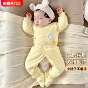 新生婴儿衣服0一3月秋冬款加棉外穿分体，全棉初生宝宝冬装棉衣套装