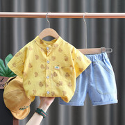 男童短袖套装夏季20241一2-3岁男宝宝两件套儿童夏装网红童装