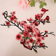 彩色玫瑰花朵刺绣布贴衣服贴布补丁贴中国风绣花贴片补贴