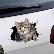 汽车贴纸创意个性3D立体小猫划痕遮挡可爱猫咪搞怪车身车尾刮痕贴