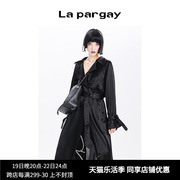 lapargay纳帕佳春季女装，黑色上衣外套个性时尚，长袖宽松长风衣