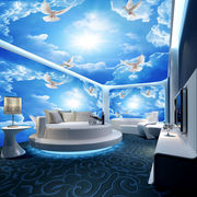 5D立体蓝天白云墙纸天花板吊顶定制壁纸装饰壁画客厅影视背景墙布