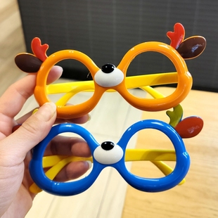 宝宝眼镜框可爱鹿角儿童，硅胶玩具无镜片眼镜超萌男童，女童装饰镜框