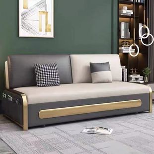 轻奢两用沙发床多功能可折叠推拉客厅小户型，单双人(单双人)储物科技布沙发(布沙发)