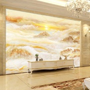 8d电视背景墙纸大理石纹，欧式3d壁纸，客厅大气装饰山水壁画影视墙布