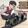 仿真蒸汽全合金属火车模型，玩具轨道轨道冒烟小火车场景送礼套装