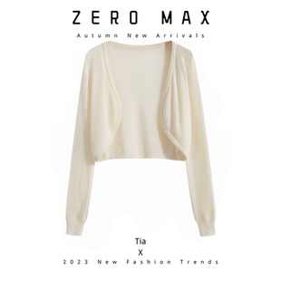 小田zeromax针织开衫女短款外套，薄款上衣