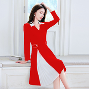 法式红色高端大牌连衣裙订婚女装春季2024气质小个子礼服裙子