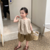 夏季儿童两件套韩版女童纯色娃娃衫套装宝宝百搭休闲上衣短裤