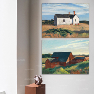 Edward Hopper爱德华霍普风景装饰画小众轻奢艺术美式挂画客厅画