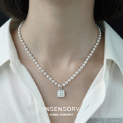 INSENSORY 星暮系列 贝母珍珠项链 纯银小众原创设计黑玛瑙锁骨链