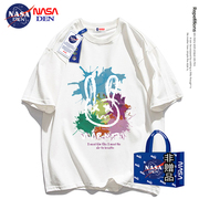 NASA联名夏季重磅纯棉短袖T恤男潮流印花清纯甜美风情侣款上衣