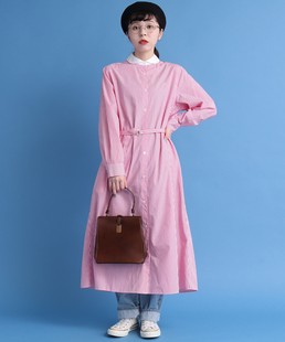 日代 CHILD WOMAN Dress 23SS 2月 樱桃刺绣条纹腰带衬衫裙连衣裙